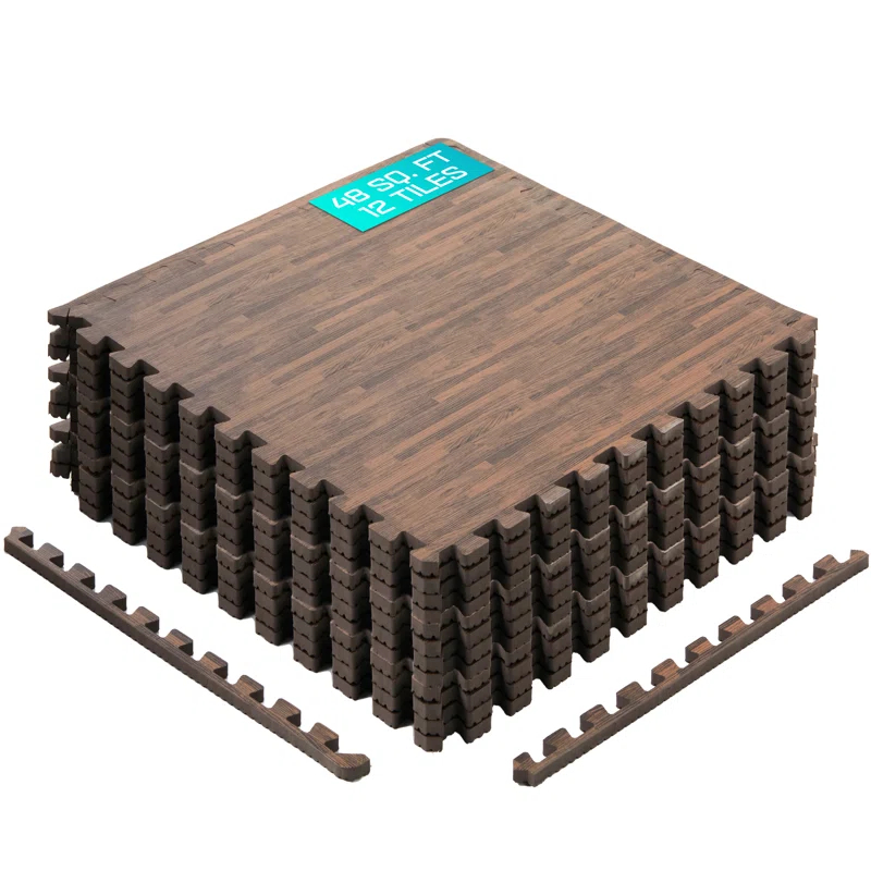 Premium 24'' L x 24'' W x 0.45'' EVA Interlocking Foam Floor Tiles, Non-Slip Gym Mats for Muti-use