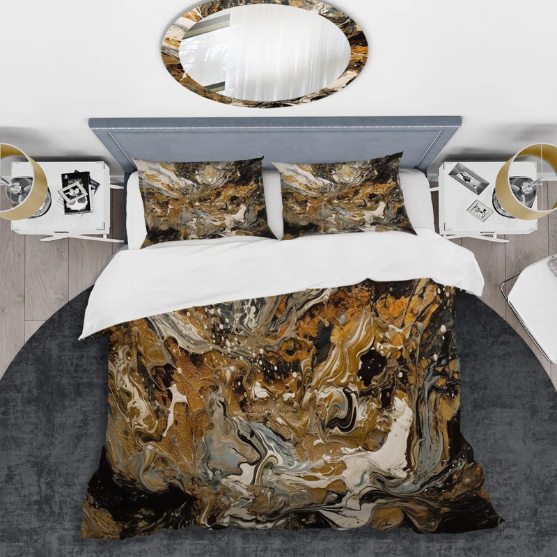Design Art Painting Artwork With Swirls Marble I - Abstract Marble Duvet Cover Set - Microfiber Polyester