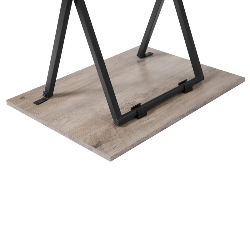 Inbox Zero Folding TV Tray Tables, Set Of 4 TV Trays With Storage Rack, Industrial Side Table For Eating At Couch, Foldable Snack Table For Small Space, Easy Assembly, Greige And Black