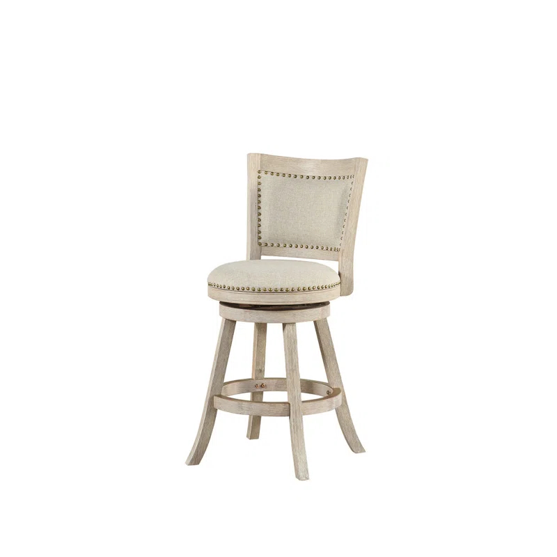 Dovecove Falken Swivel Upholstered Counter Stool with Solid Wood Frame