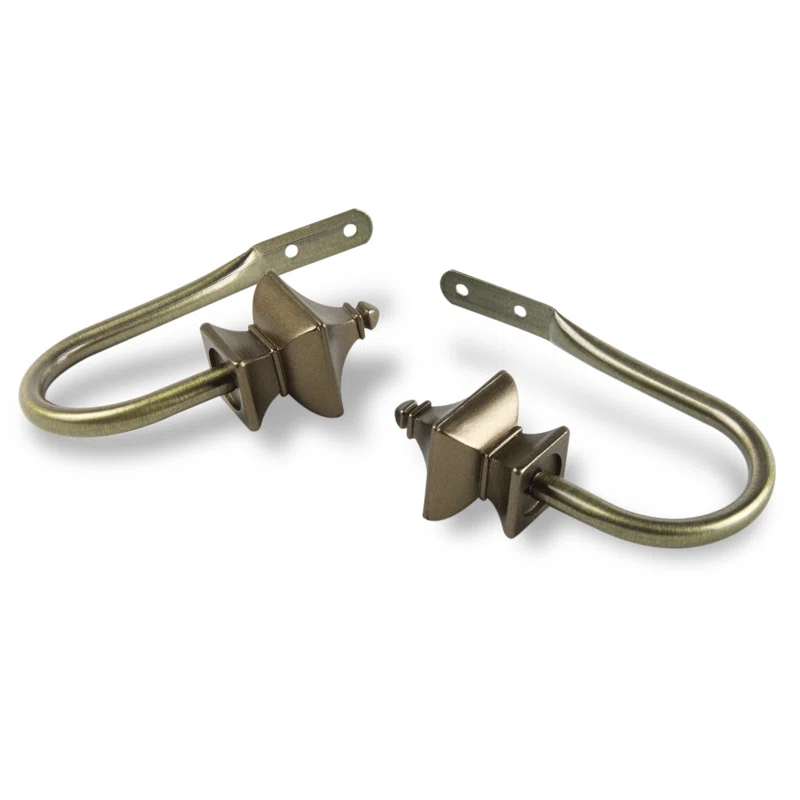 Rod Desyne Esta Steel J-Hooks/Resin Finials Curtain Holdback (Set of 2)