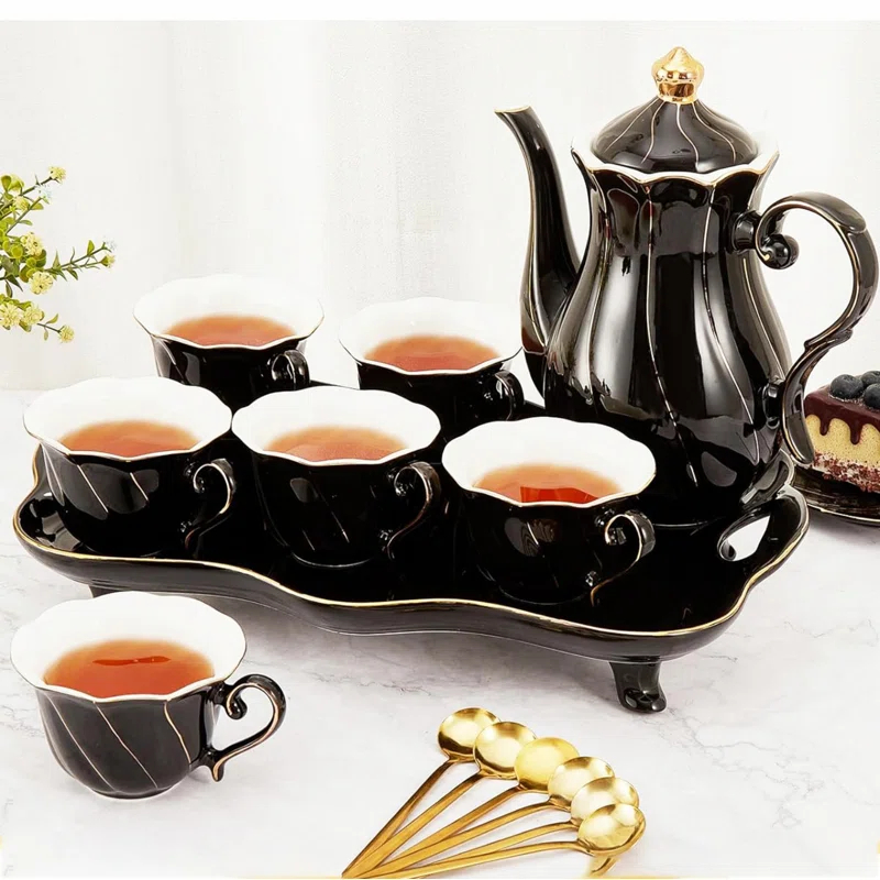 Ameriwood 14 pcs Tea Set of 6 with Tea Tray & Spoons