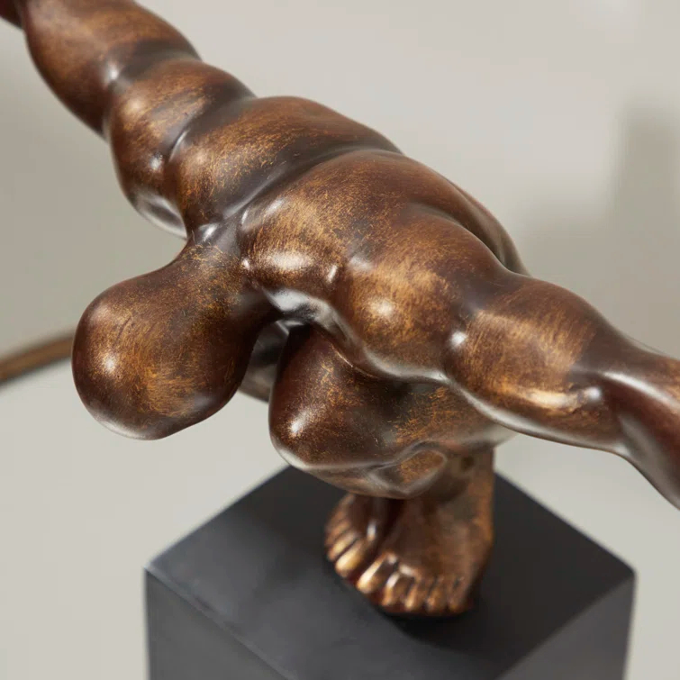 Red Barrel Studio® Cleophis Polystone Diver Decorative Bronze Sculpture with Black Base