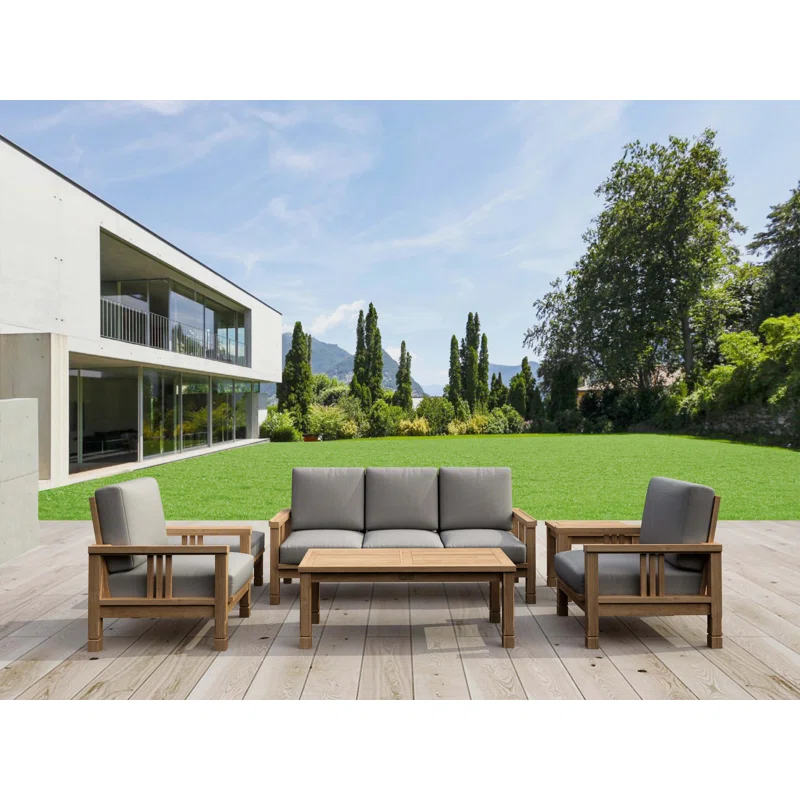 Anderson Teak South Bay Teak 5 - Person Patio Conversation Sets with Sunbrella® Cushions
