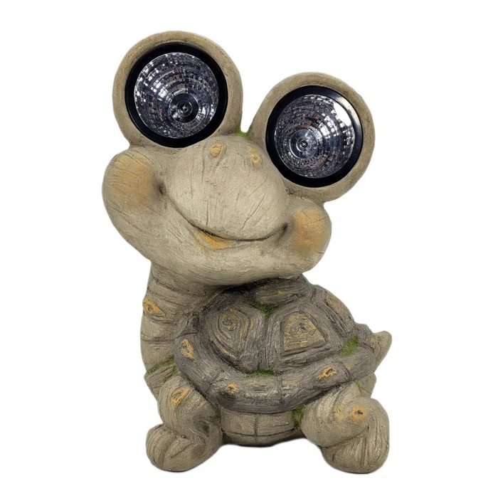 Bay Isle Home™ Swallow 15.75" Mossy Turtle Garden Statue Solar Eyes