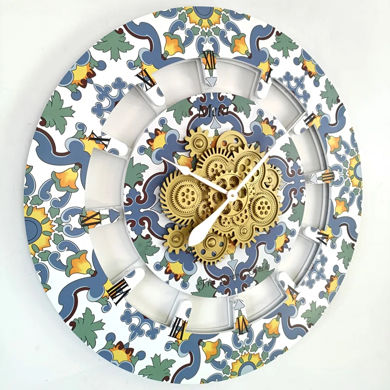 The Gears Clock Wall Clock Oversized 36" for Living Room with Real Moving Gears Italy Style