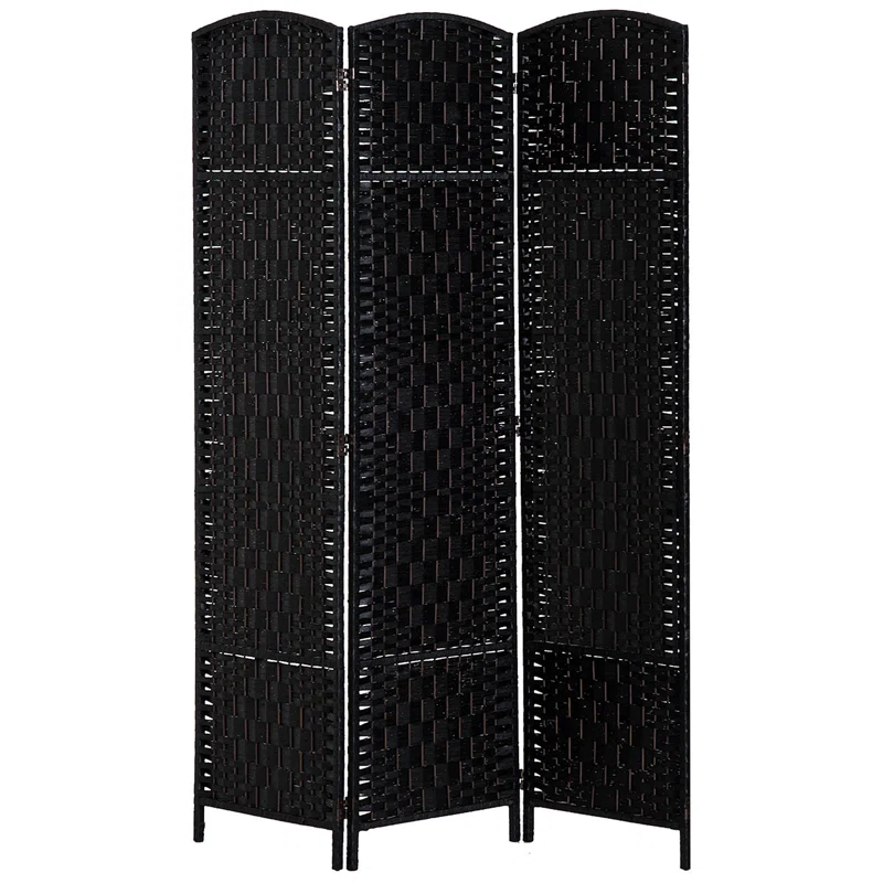 Gracie Oaks 6' Tall Wicker Weave 3 Panel Room Divider Privacy Screen