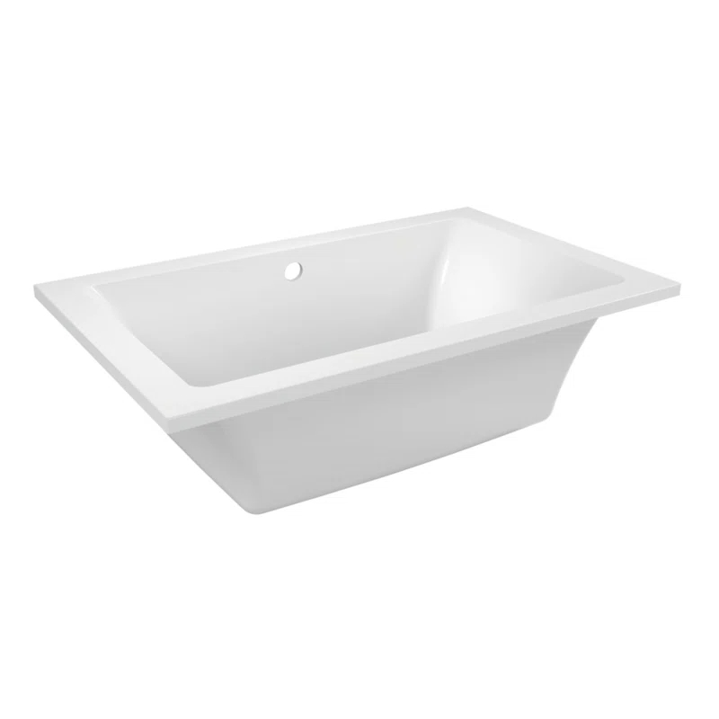 Kingston Brass Aqua Eden 59-Inch Acrylic Rectangular Drop-In Tub with Reversible Drain