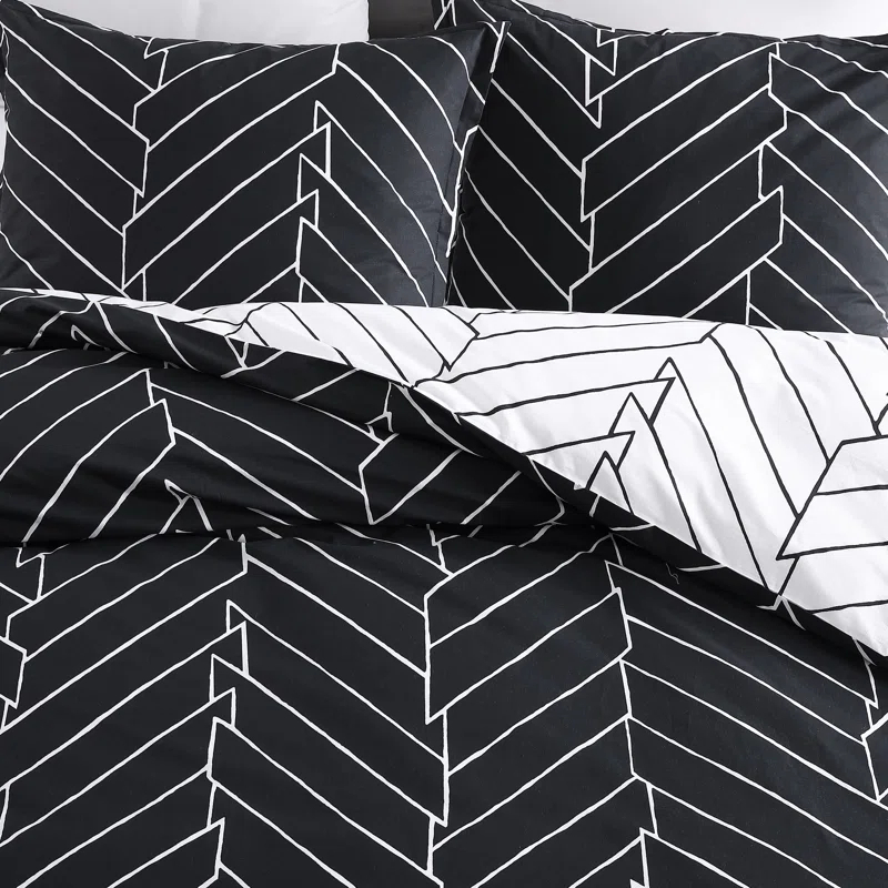 City Scene Ceres Black Standard Cotton 150 TC Reversible Duvet Cover Set