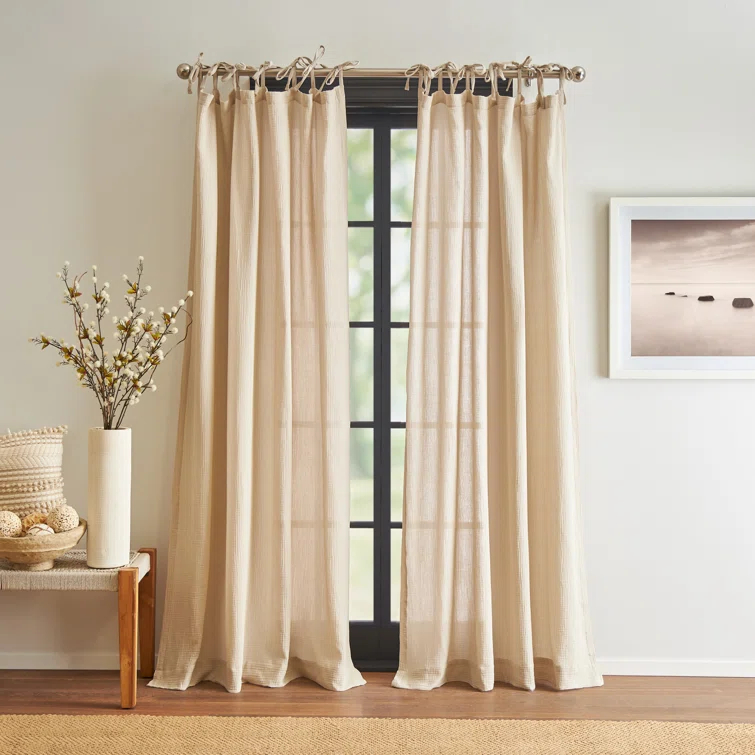 DKNY Pure DKNY Pure Cotton Gauze Tietab Offwhite Curtain Panel Pair (Set of 2)