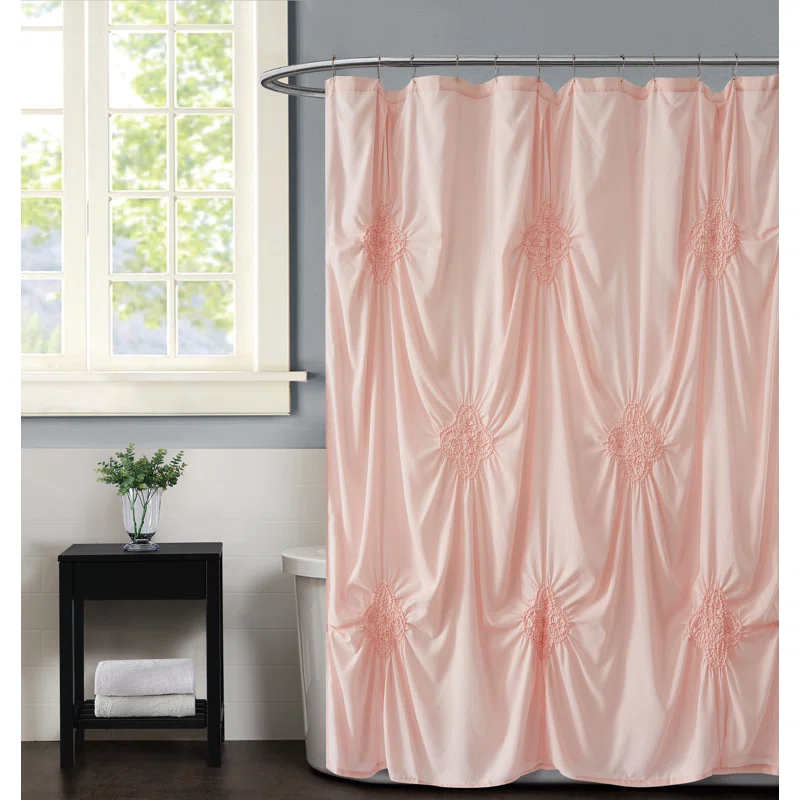 Christian Siriano Christian Siriano NY Georgia Rouched Shower Curtain – Elegant Texture & Timeless Style