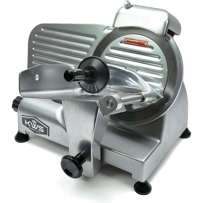 KWS KitchenWare Station KWS 200W Electric Meat Slicer 7.67 Stainless Steel Blade, Frozen Meat/ Deli Meat Slicer Low Noises