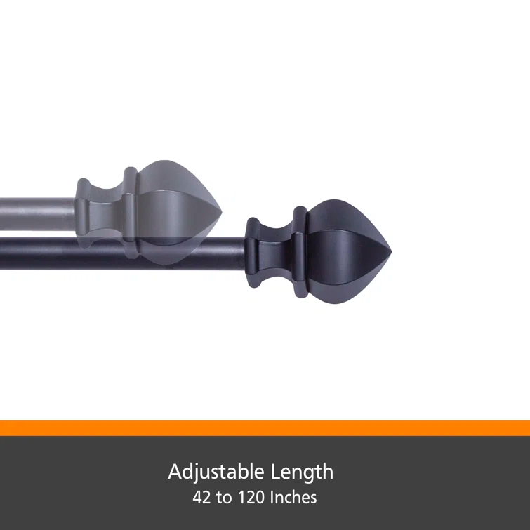 Kenney Steel Overall Width Single Curtain Rod