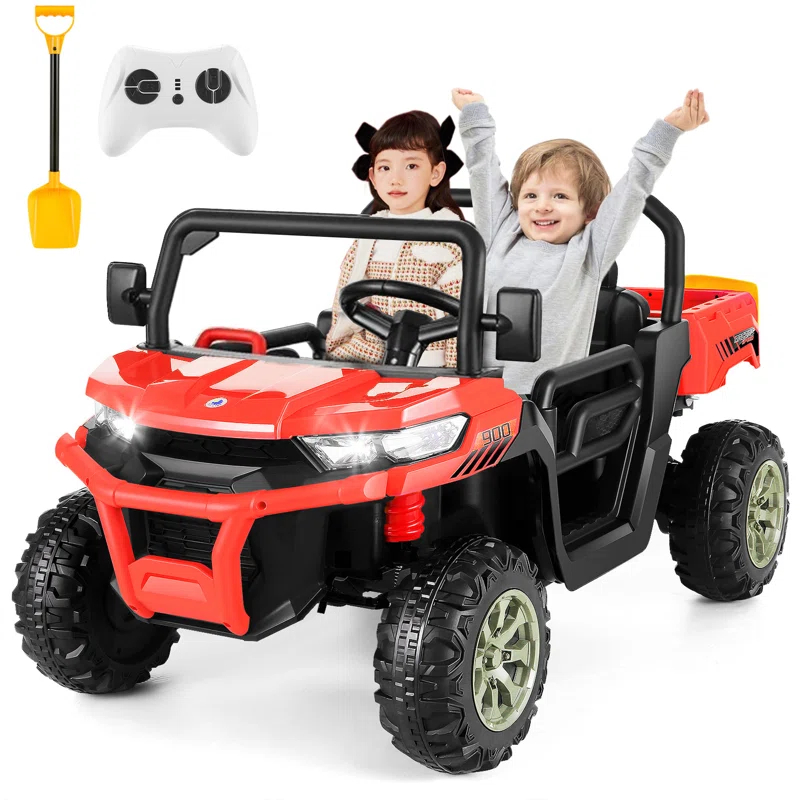 4 Wheels 24V Ride on Dump Truck Toys 2 Seater Kids Ride On UTV Car with Remote Control,Electric Dump Bed