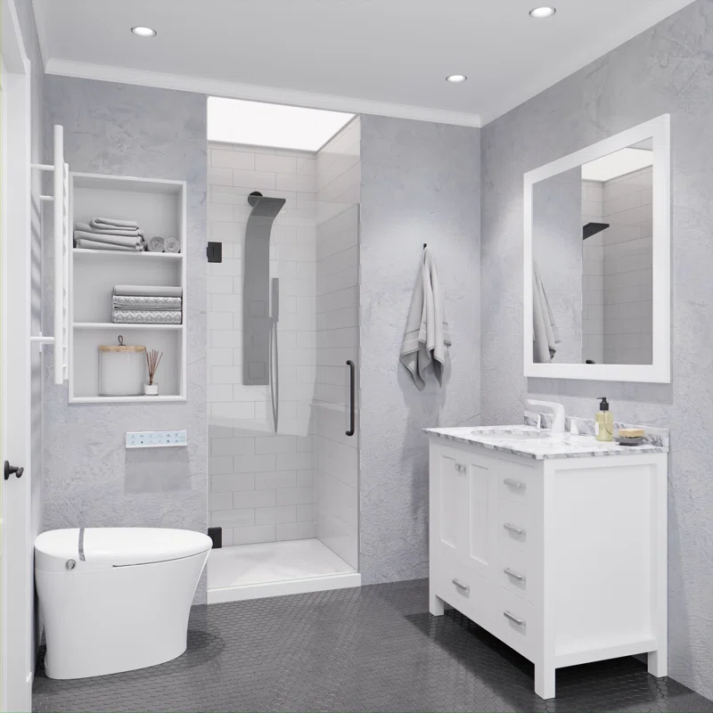 ANZZI SD-AZ09-02GB ANZZI Passion Series 30 In. X 72 In. Frameless Hinged Shower Door With Stainless Steel Handle In Gunmetal