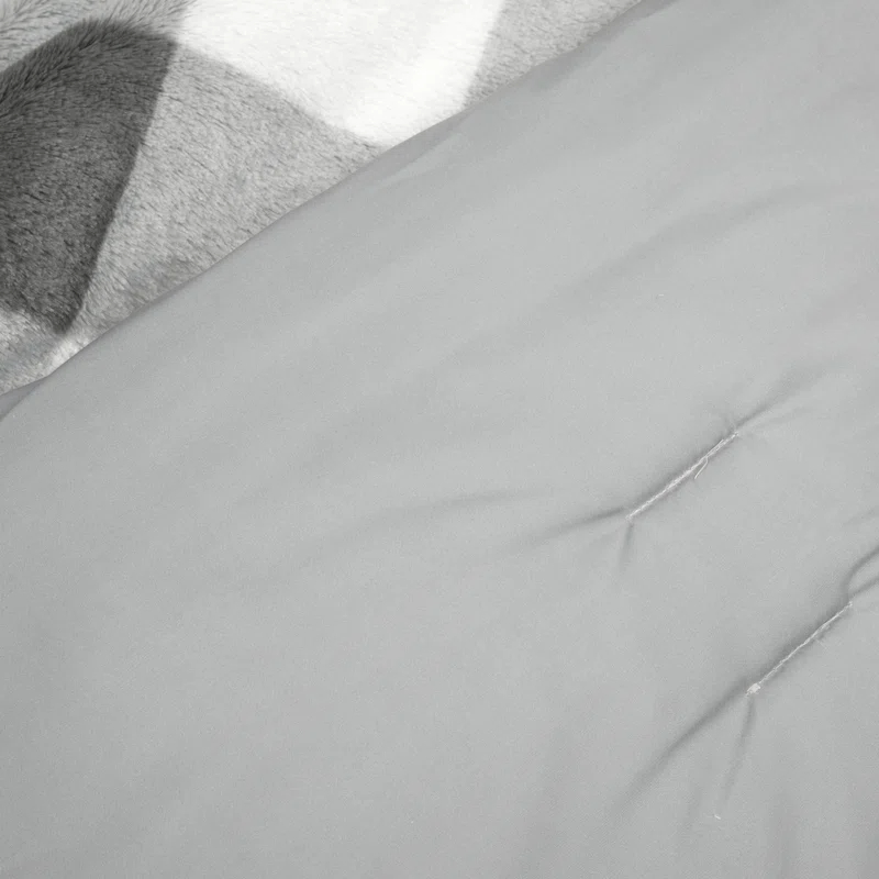 Lush Decor Plaid Faux Fur Microfiber 2 Piece Comforter Set (Set of 2)