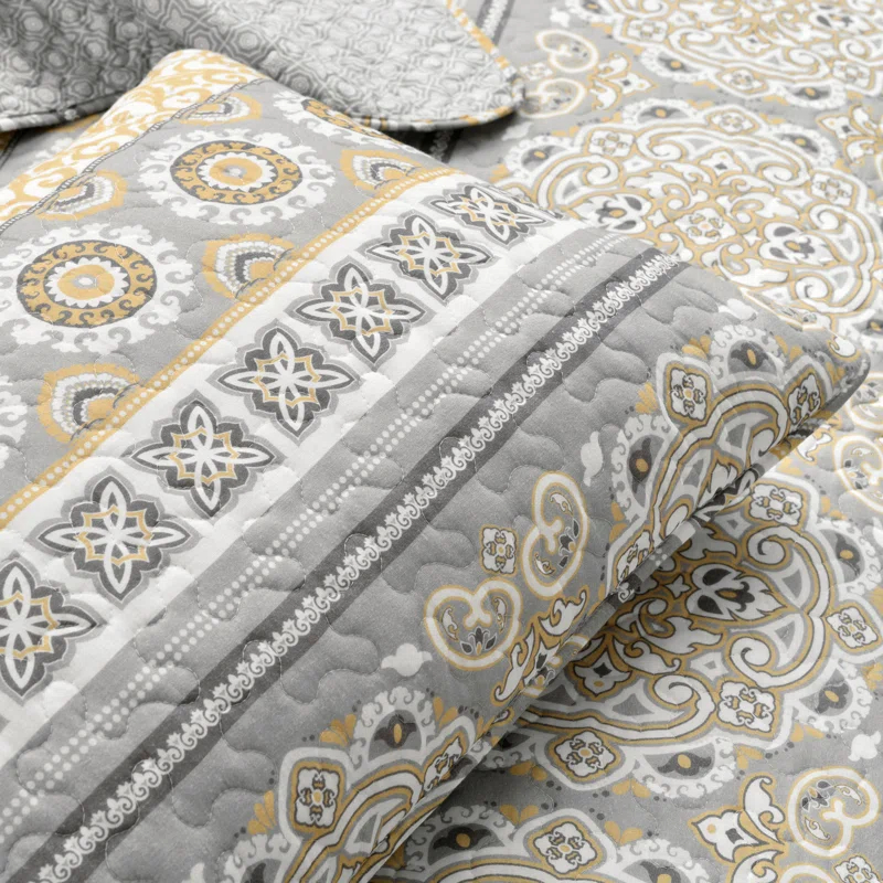 Lush Decor Nesco Navy 320 TC Reversible Modern & Contemporary 3 Piece Quilt Set
