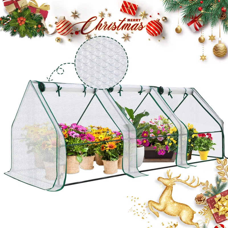 EAGLE PEAK 95'' W x 36'' D Mini Greenhouse With Bubble Film Cover