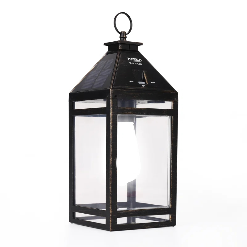 Techko 12.88 Outdoor Vintage Solar LED Lantern with Auto Dawn-to-Dusk Sensor