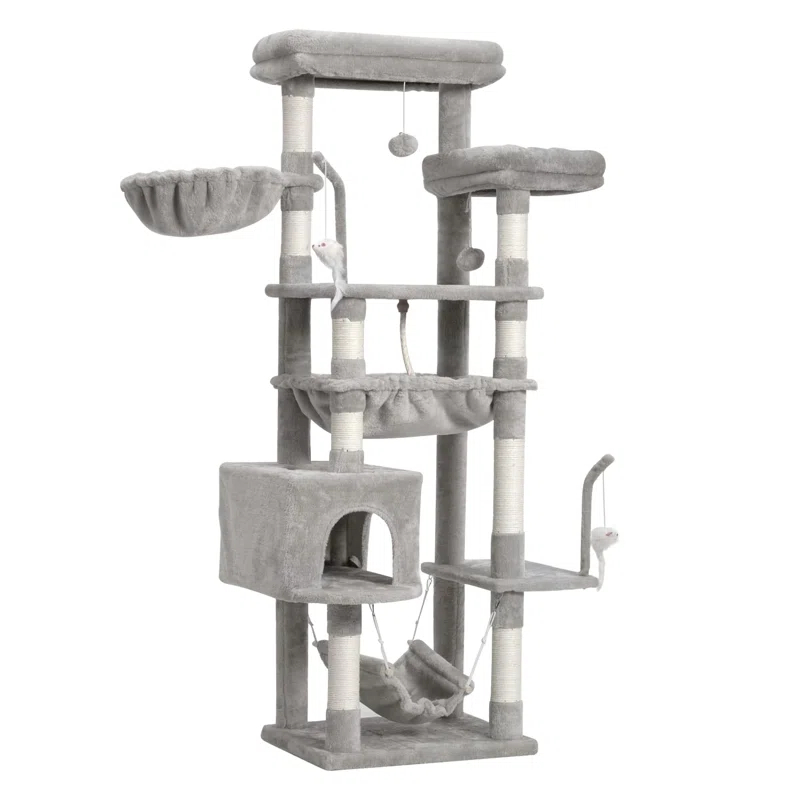 63" Cat Tree For Large Breeds - Spacious Platforms, Hammock, Sisal Scratching Posts & Cat Condo, Indoor Use