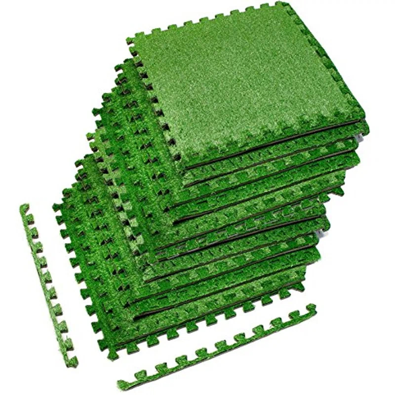 Sorbus Sorbus Interlocking Floor Mat Grass (Set of 12)