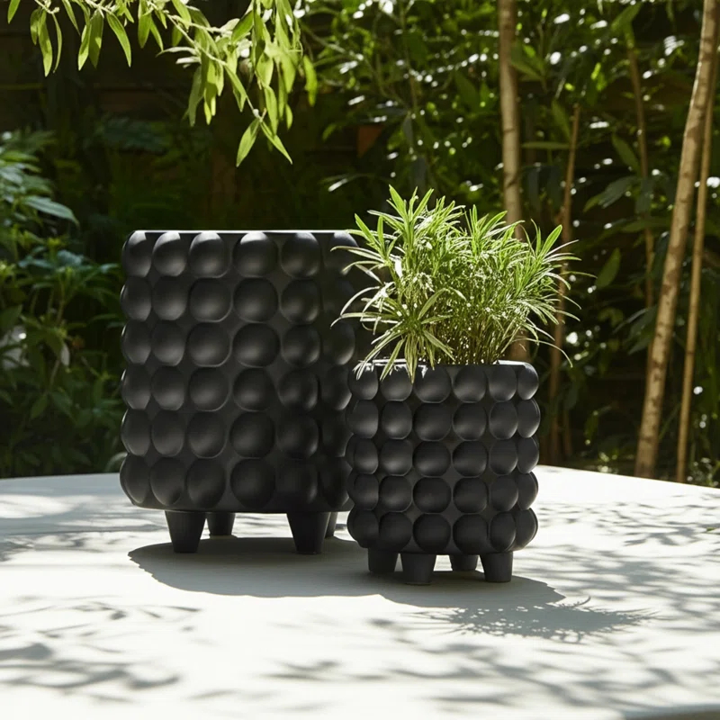 Joss & Main Ceramic Footed Planter Set of 2 Indoor and Outdoor & Reviews | Joss & Main