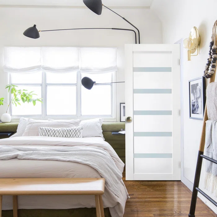 Stile Doors 80'' Solid + Manufactured Wood Glass Prehung Door