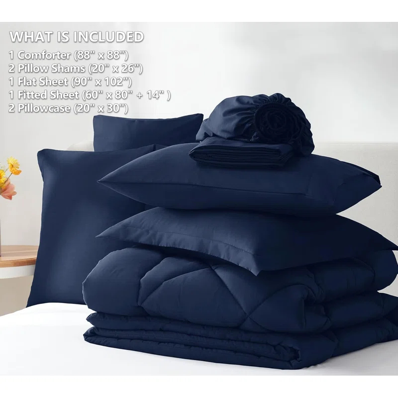 Sweet Home Collection All Season Bed-in-A-Bag 5pc/7pc Solid Color Comforter & Sheet Set Ultra Soft Bedding by Sweet Home Collection