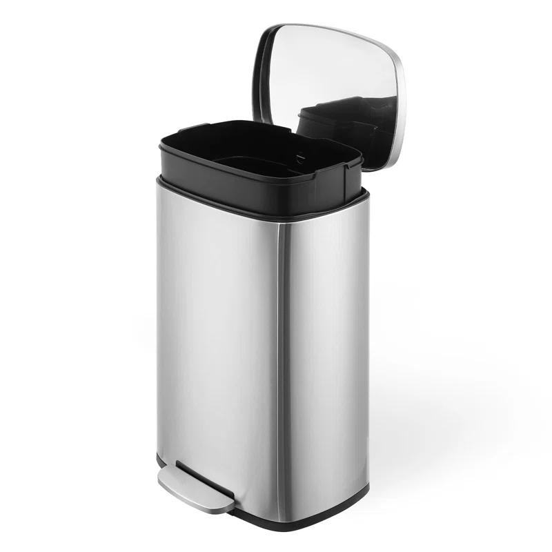 ASOPIX Kitchen Trash Can, Stainless Steel 50 Liter / 13 Gallon Garbage Can