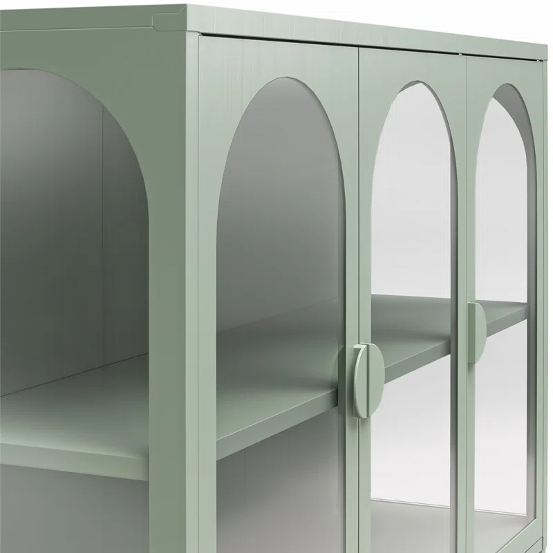 CosmoLiving by Cosmopolitan Chloe Metal Accent Cabinet With 3 Arched Glass Doors