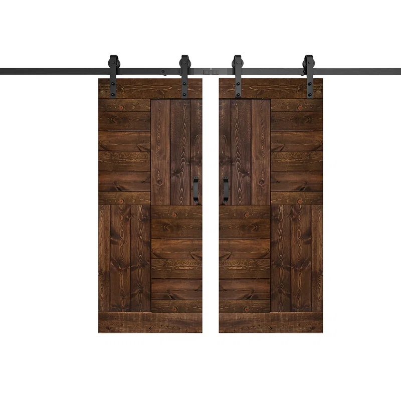 IsLife Patented Product S Series Solid Wood Double Sliding Barn Door With Hardware Kit(Set of 2)-Assembly Needed (Set of 2)