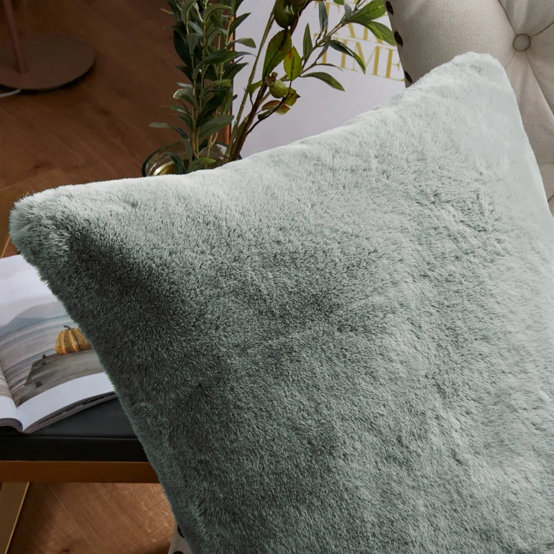 Home Soft Things Heavy Faux Fur Throw Pillow Cover (Set of 2)