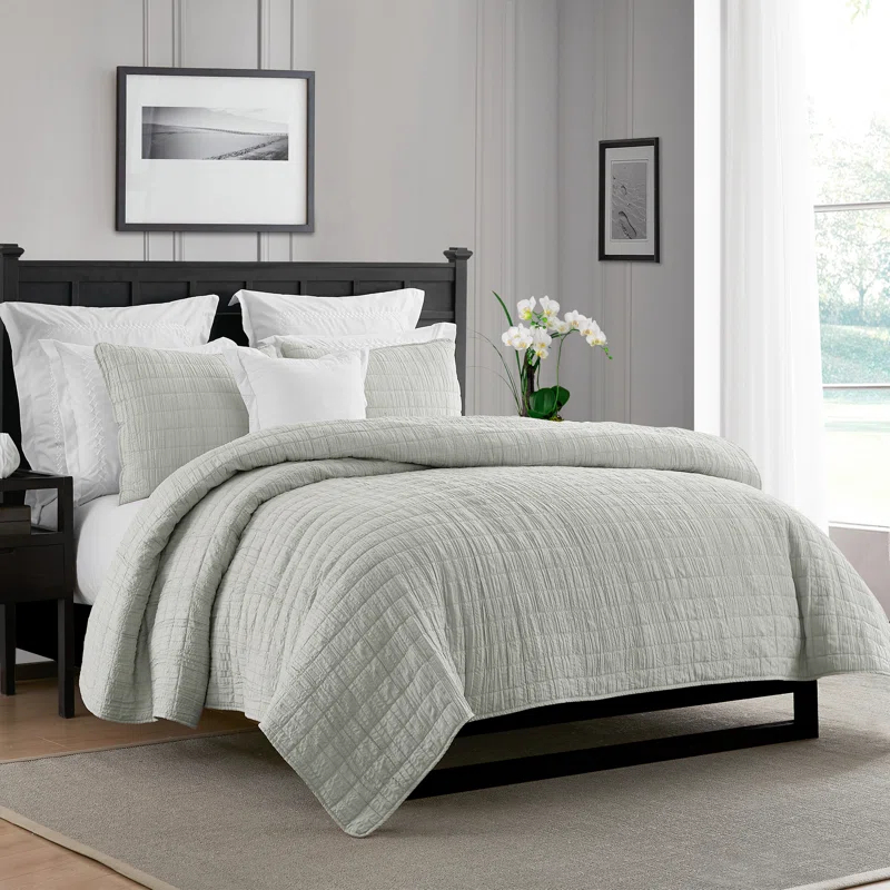 Swift Home Ultra Soft Crinkle Washed Microfiber 3-Piece Quilt Set