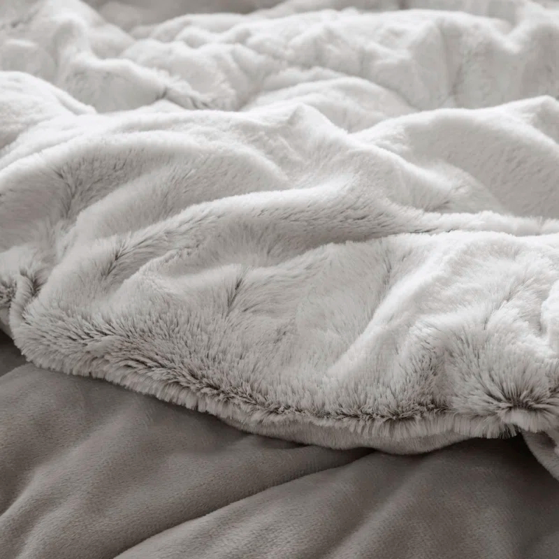 Madison Park Gia Back Print Long Fur Comforter Mini Set