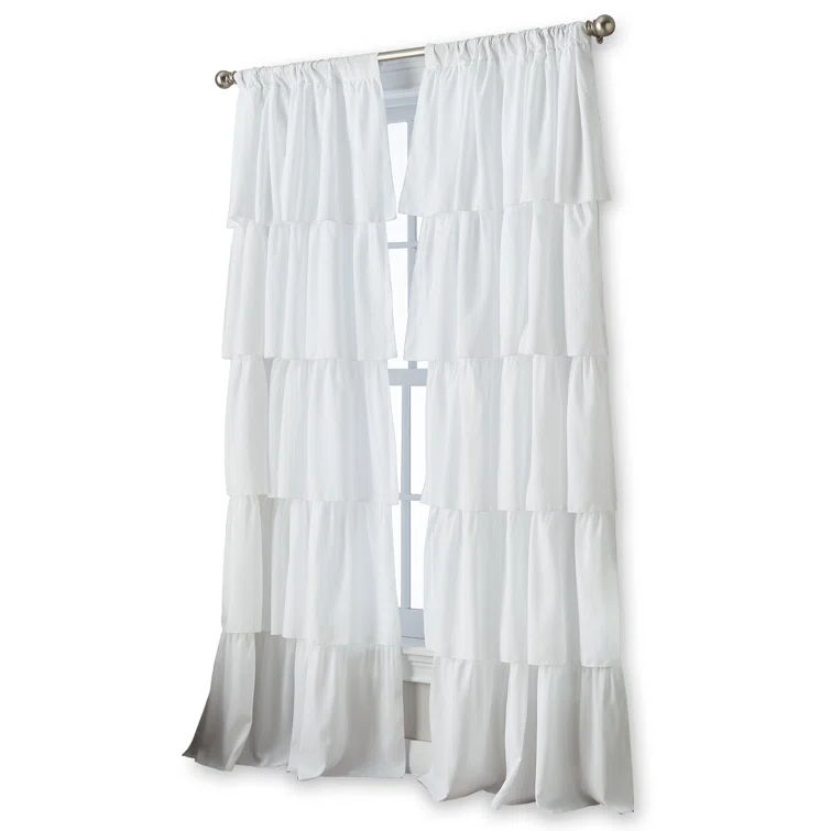 Red Barrel Studio® Flounced Solid Color Semi-Sheer Rod Pocket Single Curtain Panel