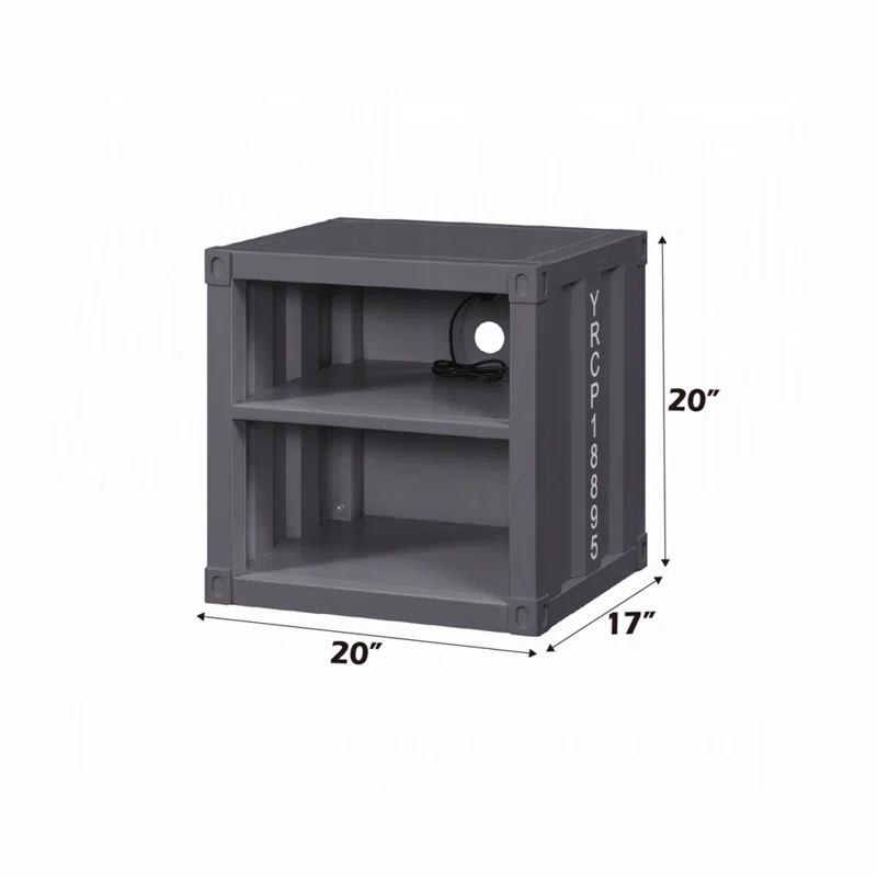 F&L Homes Studio Cargo Metal Nightstand W/USB