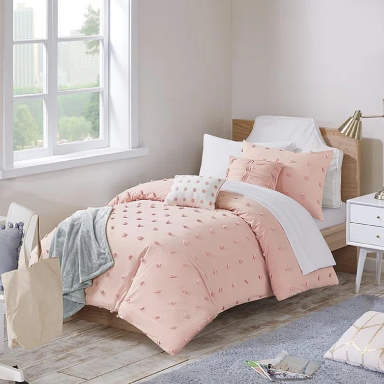 Intelligent Design Brooklyn Cotton Jacquard Comforter Set with Euro Shams and Throw Pillows