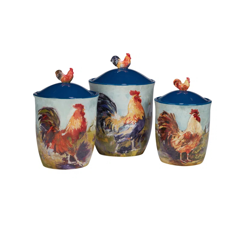 Certified International Certified International Rooster Meadow 3Pc Canister Set