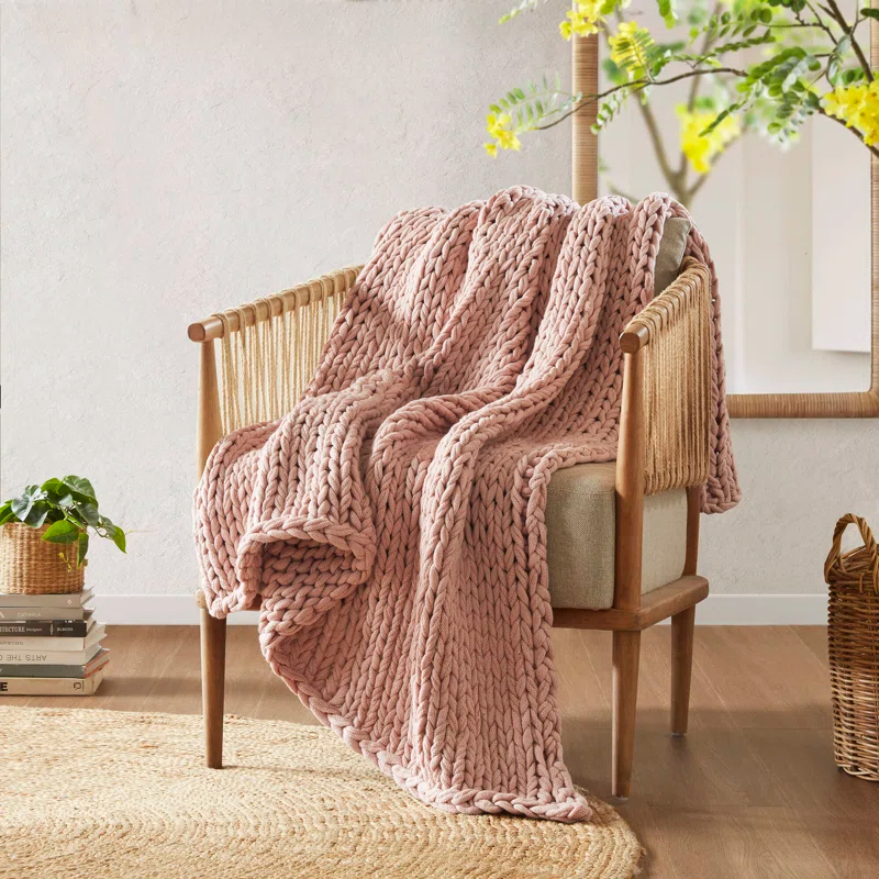 Kelly Clarkson Home Madison Hand Made Chunky Double Knit Throw Blanket