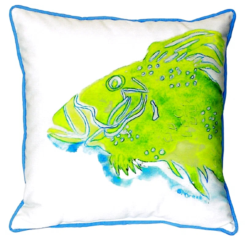 Betsy Drake Interiors Fish Indoor/Outdoor Throw Pillow
