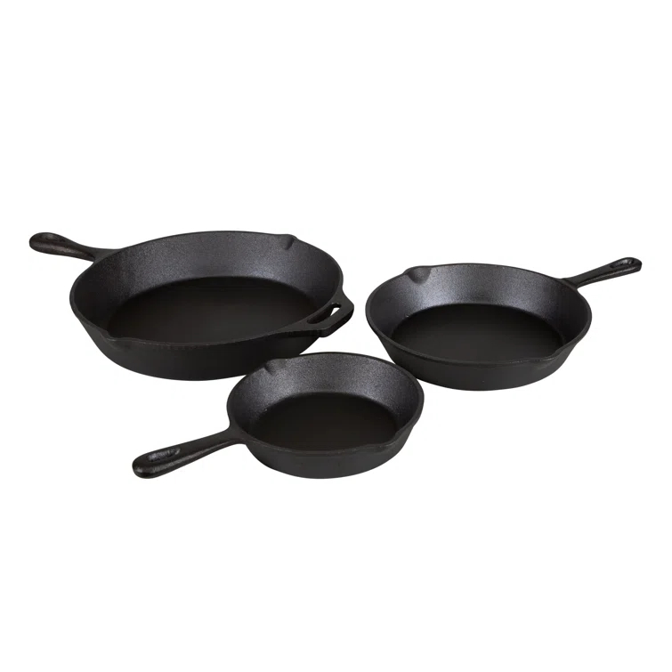 Oster 3 Piece Cast Iron Pre-Seasoned Frying Pans