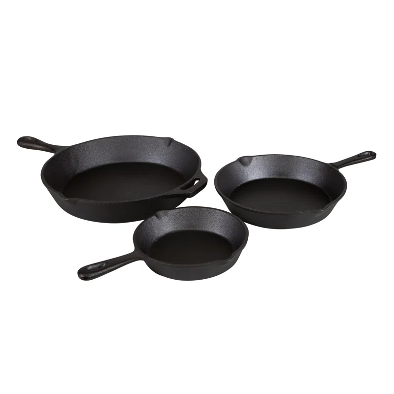Oster 3 Piece Cast Iron Pre-Seasoned Frying Pans