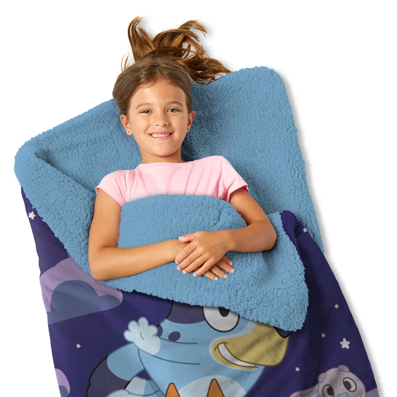 The Northwest Bluey Slumber Pups Silk Touch Throw Blanket Sherpa Slumber Bag 27x56 Inches