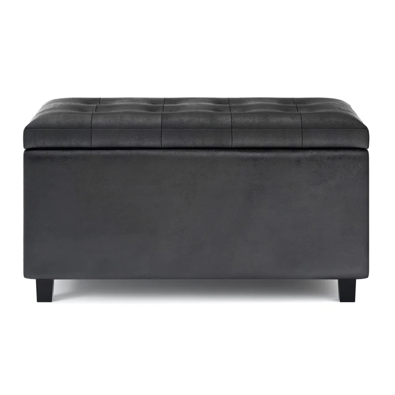 Simpli Home Cosmopolitan Faux Leather Ottoman