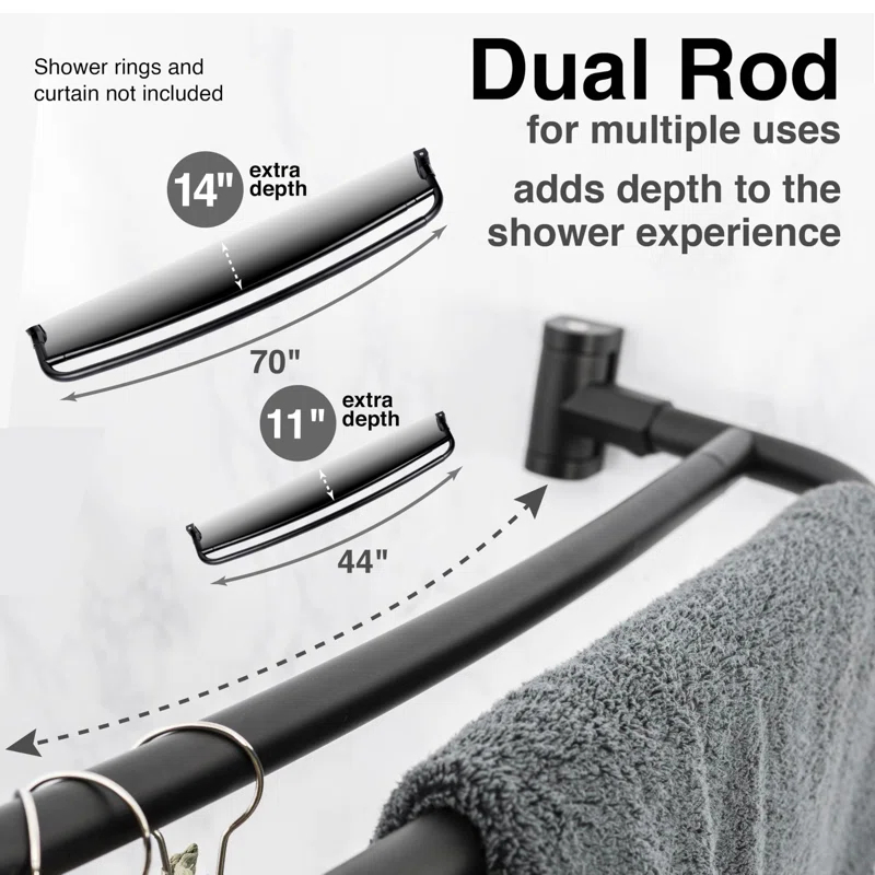 VOMGEB1 Double Curved Shower Rod, Durable Metal Construction