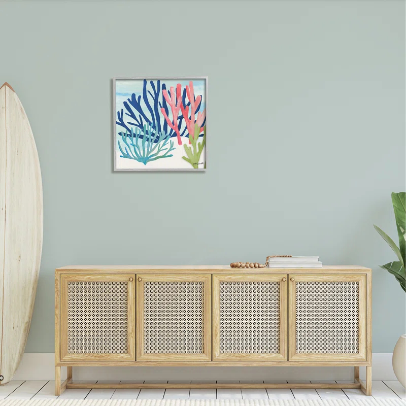 Stupell Industries " Underwater Sea Life Blue Pink Ocean Coral Reef " by Katie Doucette