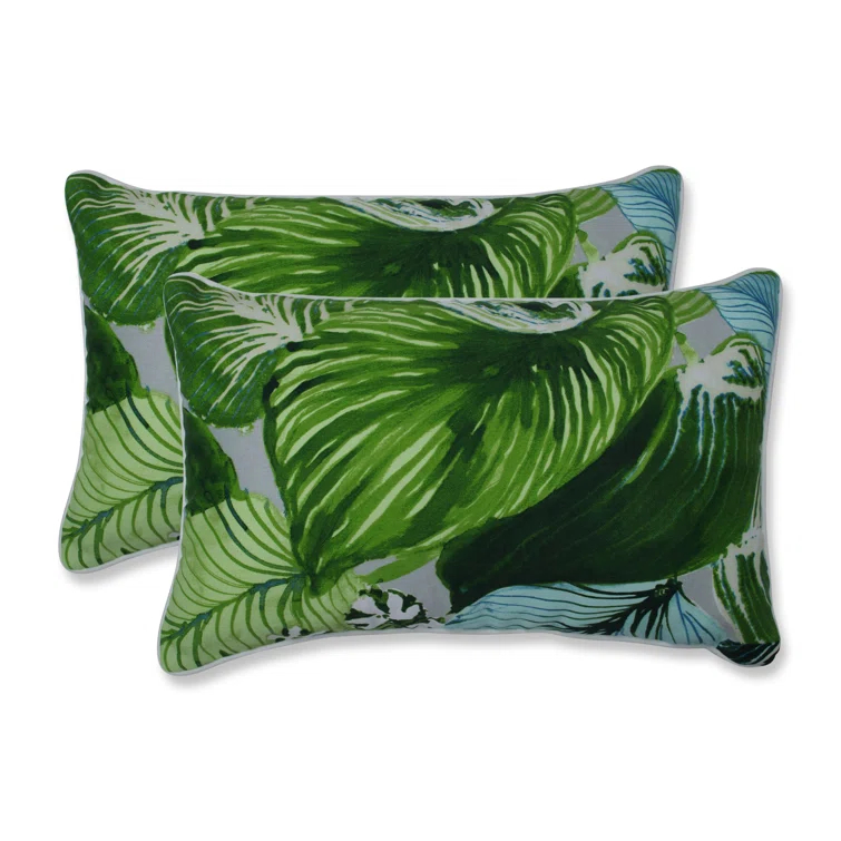 Pillow Perfect Lush Leaf Jungle Indoor/Outdoor Reversible Throw Pillow (Set of 2)