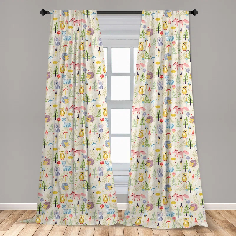 Ambesonne Colorful Semi-Sheer Rod Pocket Curtain Panels (Set of 2)
