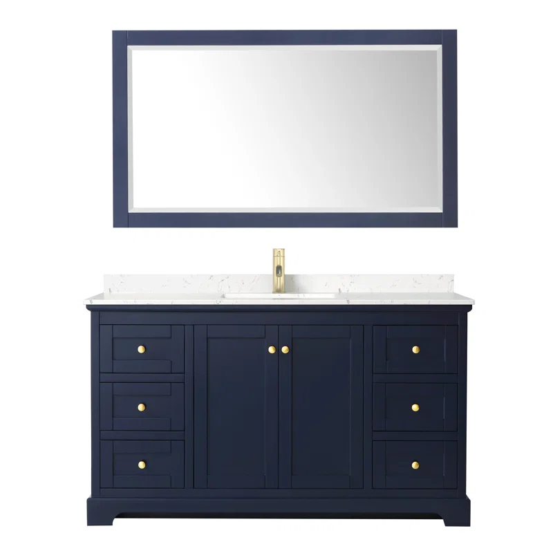 Wyndham Collection Avery 60'' Single Bathroom Vanity with Marble Top with Mirror