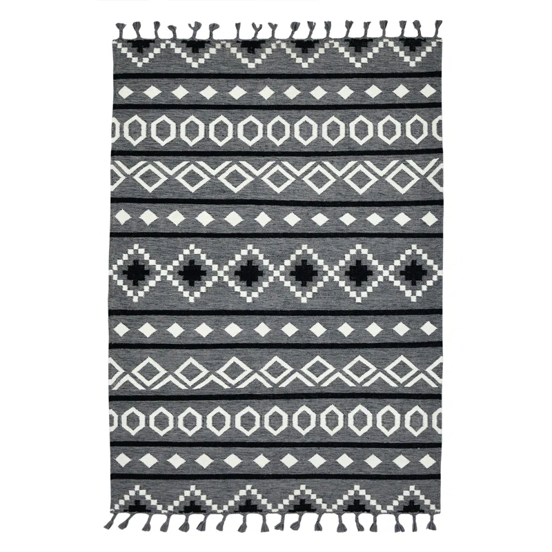 Union Rustic Oneil Moroccan Handmade Wool Gray Area Rug